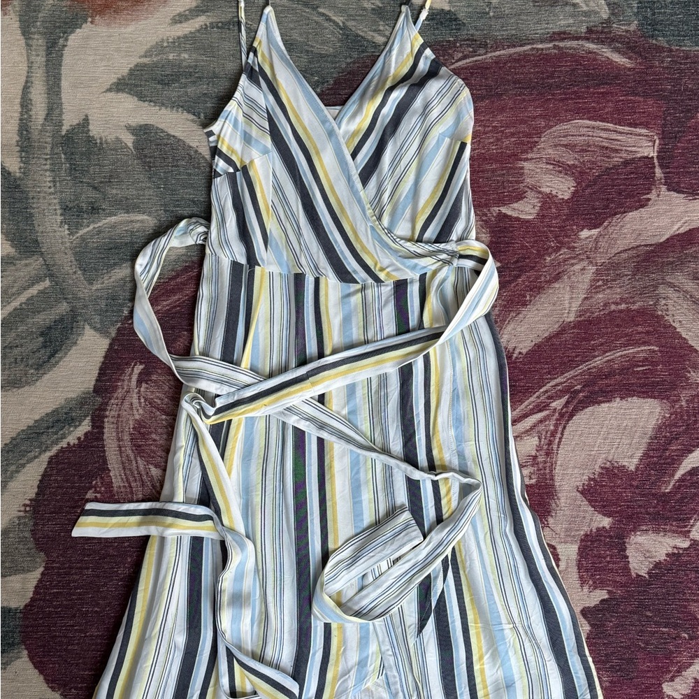 LOFT Blue and White Maxi Sundress with Spaghetti Straps